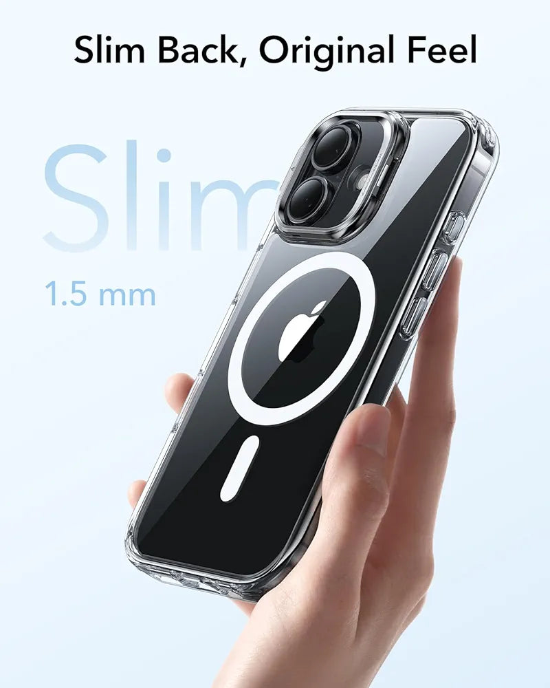 ESR Funda para iPhone 17, Compatible MagSafe, Control de Cámara, Case con Soporte Oculto Integrado, Protectora Grado Militar, Resistente a Arañazos, Serie Classic, Transparente