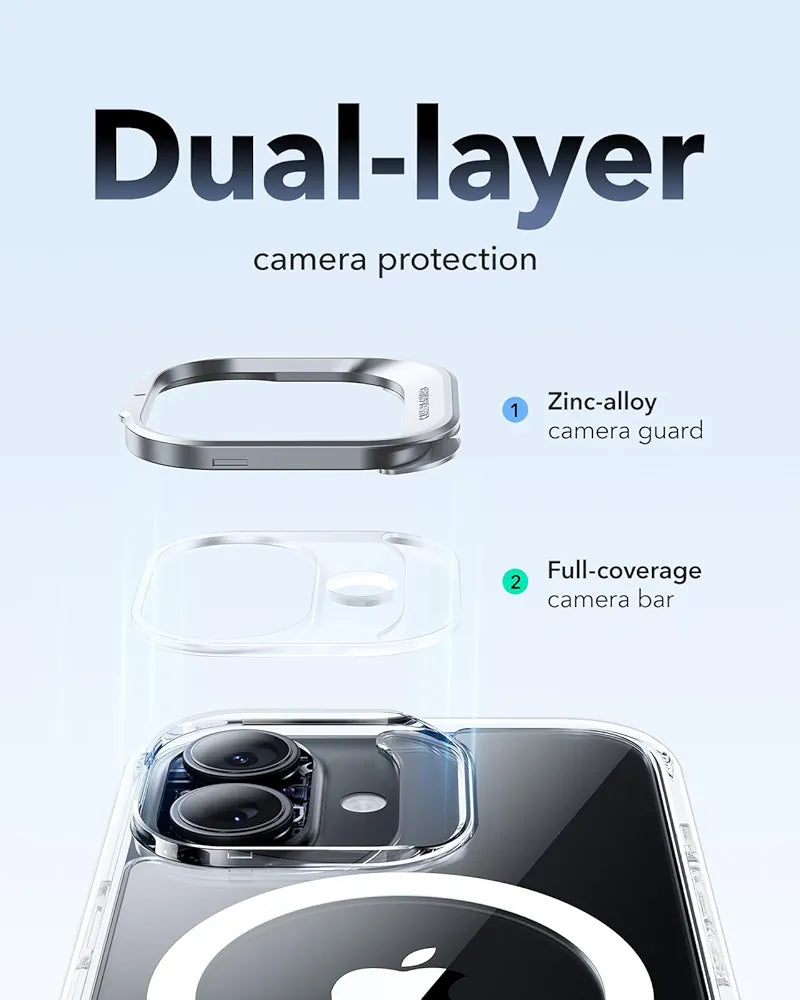 ESR Funda para iPhone 17, Compatible MagSafe, Control de Cámara, Case con Soporte Oculto Integrado, Protectora Grado Militar, Resistente a Arañazos, Serie Classic, Transparente